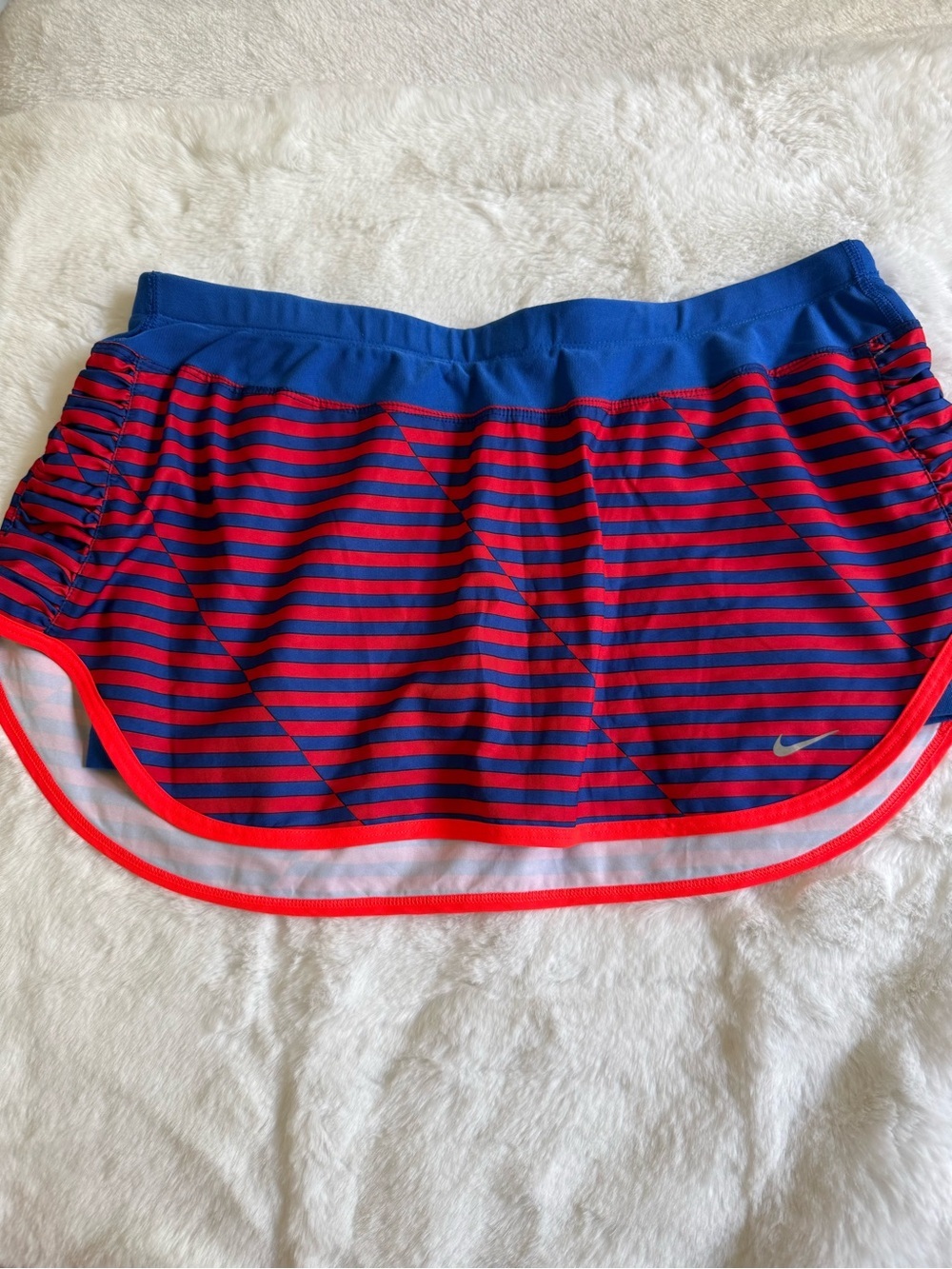 Nike Dri-FIT Running Skort Blue Pink Striped Athletic Tennis Golf Skirt L